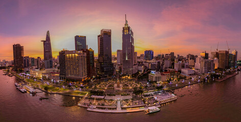 Sunset in downtown Ho Chi Minh city, Vietnam