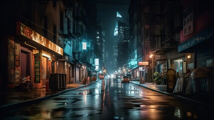 Fototapeta na wymiar night street in the city ai