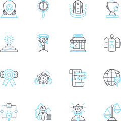 Skill progression linear icons set. Advancement, Growth, Development, Refinement, Mastery, Improvement, Proficiency line vector and concept signs. Expertise,Learning,Evolution outline illustrations