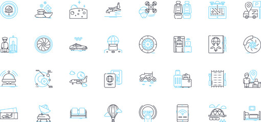 Accommodation linear icons set. Lodging, Shelter, Housing, Rooms, Stay, Boarding, Residence line vector and concept signs. Homestay,Hostel,Inn outline illustrations