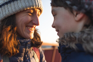 portrait of happy mother and son.