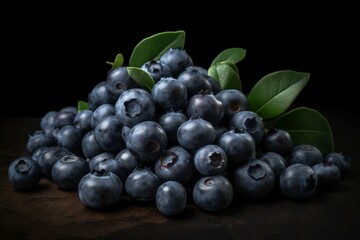 Fresh blueberries in a heap, isolated. Generative AI