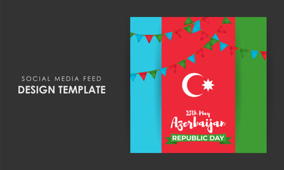 Vector illustration of Azerbaijan Republic Day social media story feed mockup template