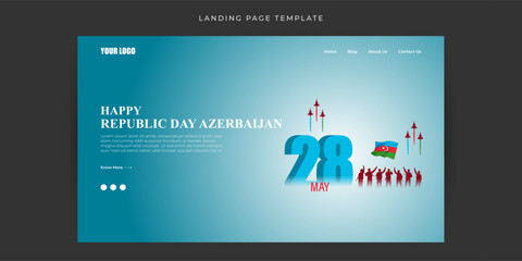 Vector illustration of Azerbaijan Republic Day Website landing page banner mockup Template
