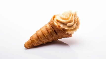 Churro ice cream cone on White Background with copy space for your text created with generative AI technology