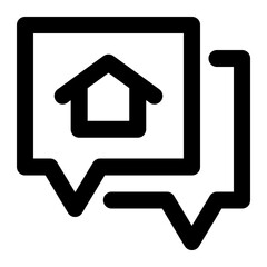 Obraz premium Chat box with home in outline icon. Real estate, message, communication