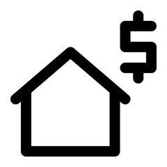 House sale in outline icon. Real estate, property, price, offer, business