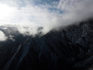 Aerial view of beautiful danxia landform landscape in Tibet,China
