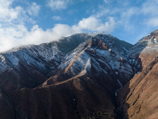 Fototapeta premium Aerial view of beautiful danxia landform landscape in Tibet,China