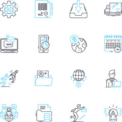 Shopping center linear icons set. Mall, Retail, Storefront, Boutiques, Plaza, Department, Window-shopping line vector and concept signs. Superstore,Chain,Sales outline illustrations