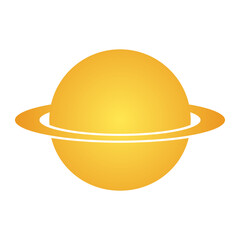 A cartoon Saturn in a sky atmosphere theme, PNG transparent background, Sticker illustration