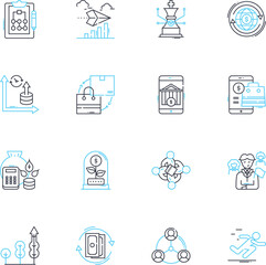Social nerk linear icons set. Community, Connectivity, Interaction, Shareability, Virality, Nerk, Friendship line vector and concept signs. Relationships,Communication,Engagement outline illustrations