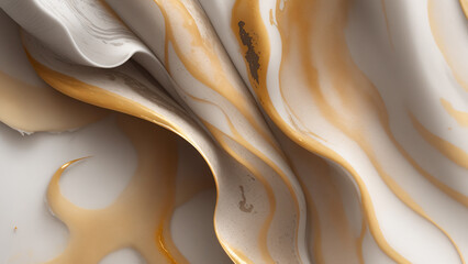 Abstract light marble background with brown and gold streaks. Ai generative illustration
