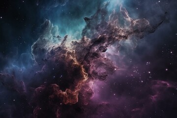 Fototapeta na wymiar A galaxy with a light blue and purple nebula. Generative AI