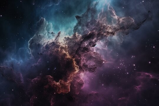 A galaxy with a light blue and purple nebula. Generative AI
