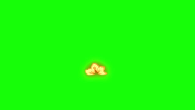 Cartoon fire animation on green screen. Cartoon fire animation with key color.Chroma key
