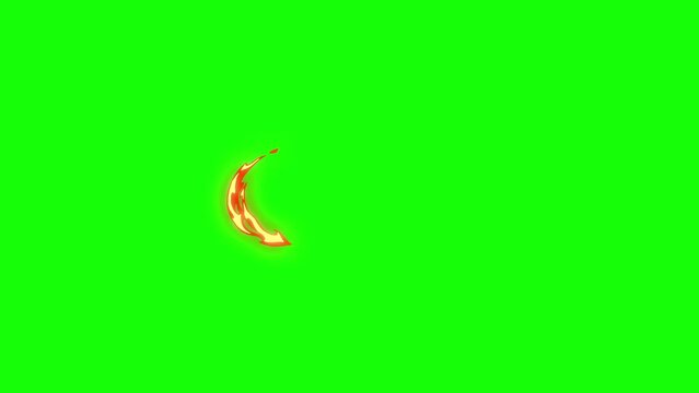 Cartoon fire animation on green screen. Cartoon fire animation with key color.Chroma key