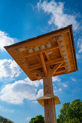 House martin nesting box in the city, wildlife conservation facility