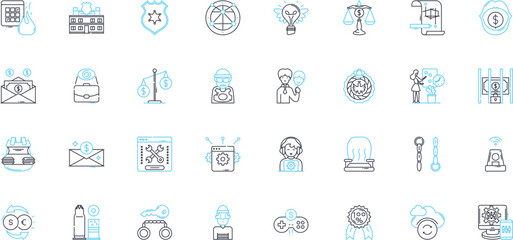 Obraz premium Dishsty linear icons set. Cooking, Recipe, Cuisine, Presentation, Plating, Gourmet, Foodie line vector and concept signs. Fusion,Artisan,Flavor outline illustrations