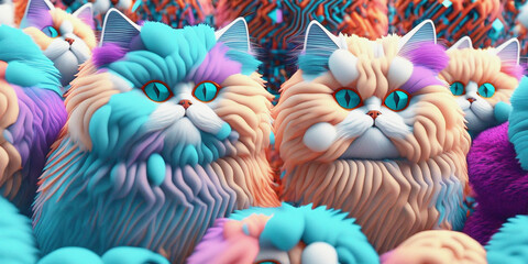 Cats abstract colorful pattern background AI generation
