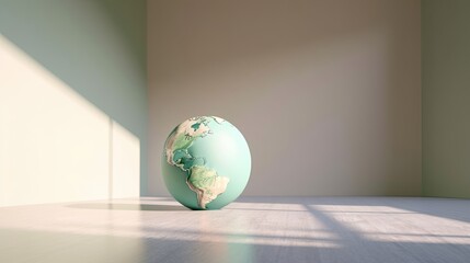 Globe in the room, Earth, Environment, 3D Illustration, Generative AI