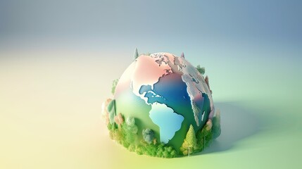 Earth Globe, Environment, Sustainability 3D illustration, Generative AI