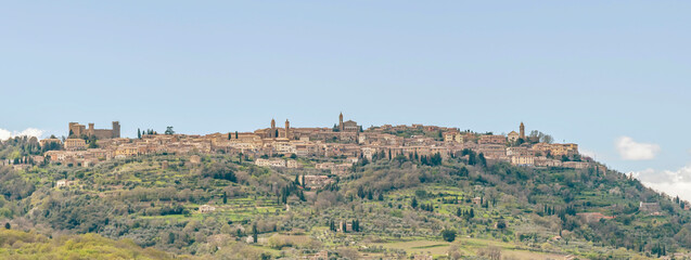 Panoramic view of Montalcino, Siena, Italy, famous for the brunello wine