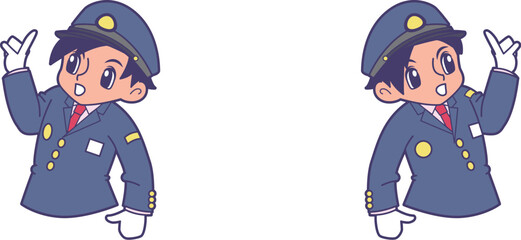 指差呼称する駅員_上半身