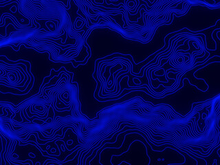 Blue topographic terrain. Contour line map.