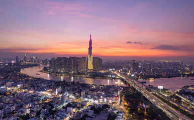 Sunset in landmark 81, Ho Chi minh city