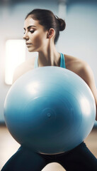Fototapeta premium Beautiful girl working out and doing excercises to stay fit and healthy. Fitness concept. Generative AI illustrations