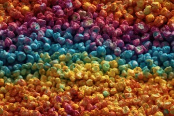 Fototapeta na wymiar Rainbow Kettle Popcorn Movie Theater Theatre Seamless Repeating Repeatable Texture Pattern Tiled Tessellation Background Image