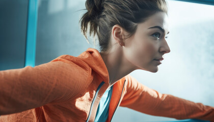 Beautiful girl working out and doing excercises to stay fit and healthy. Fitness concept. Generative AI illustrations