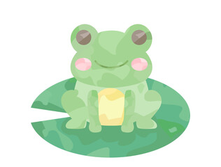 蓮の葉にのっているカエルのイラスト