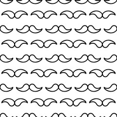 Barber shop mustache vintage gentleman vector seamless pattern. Background or texture with black curly retro mustaches on white background.