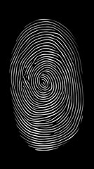 white fingerprint on black background created using generative ai tools