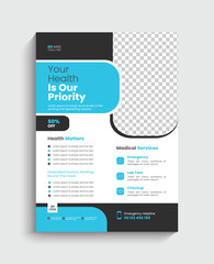 Medical flyer template design, Health card poster template