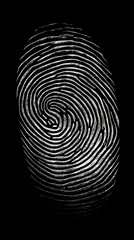 white fingerprint on black background created using generative ai tools