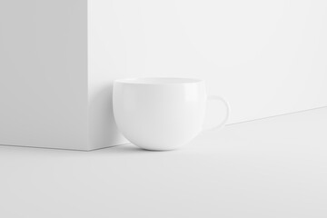 Ceramic Mug Cup For Coffee Tea White Blank 3D Rendering Mockup