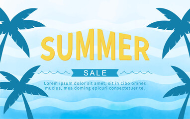 Summer template background with wave shape. - obrazy, fototapety, plakaty