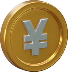 Obraz premium Golden yuan coin 3d render illustration