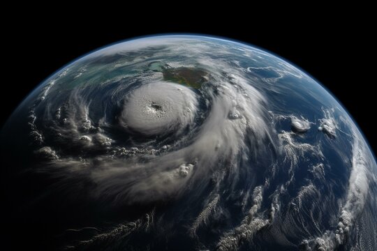 Enhanced image of Tropical Storm Nicole using NASA elements. Generative AI