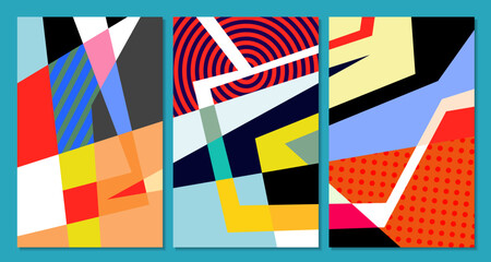 Fototapeta premium Vector colorful geometric abstract background for summer banner