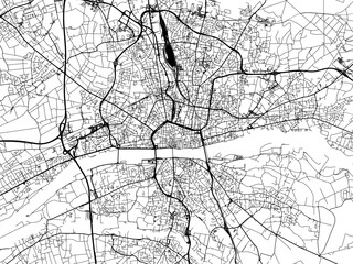 Vector road map of the city of  Orleans in France on a white background.