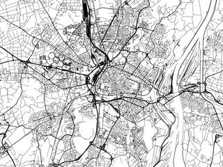 Vector road map of the city of  Strasbourg in France on a white background.