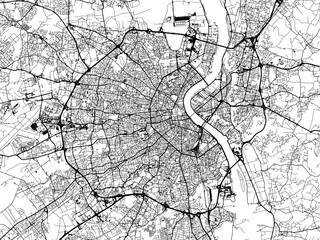 Vector road map of the city of  Bordeaux in France on a white background.