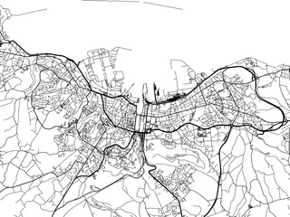 Vector road map of the city of  Cherbourg-en-Cotentin in France on a white background.