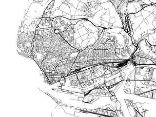 Vector road map of the city of  Le Havre in France on a white background.