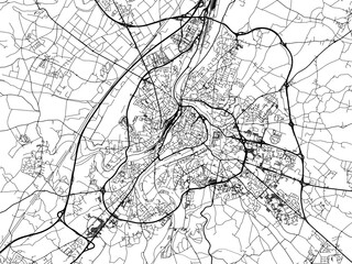 Vector road map of the city of  Poitiers in France on a white background.