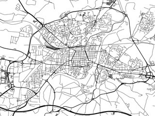 Vector road map of the city of  Carcassonne in France on a white background.